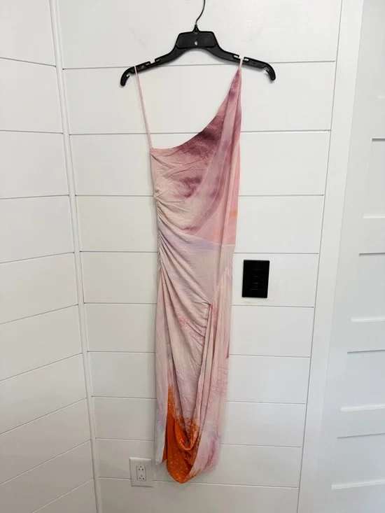 Jonathan Simkhai Coral Havana Marble Printed Midi Dress Size XS 36328 - Picture 5 of 15